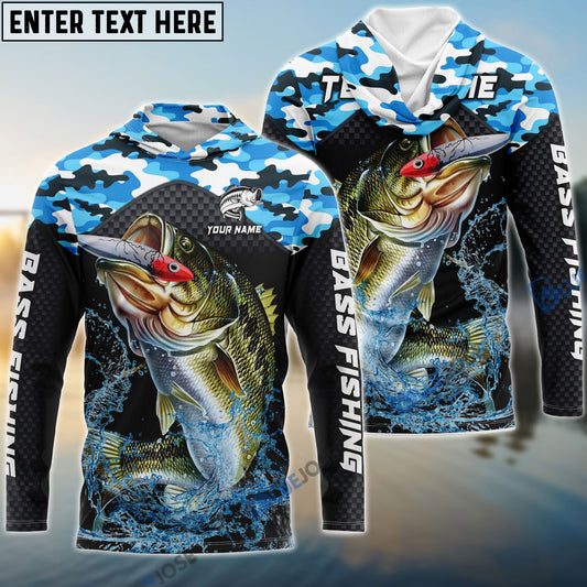 Bluejose Bass Fishing Blue Camo Sport Custom Name & Team Name 3D Shirts