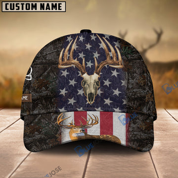 BlueJose Hunting US Flag Pattern Personalized Name Cap