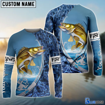 BlueJose Fishing Walleye Ice Custom Name 3D Shirt