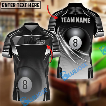 BlueJose Billiards Ball 8 Pool Classic Personalized Name & Team Name Shirt (4 Colors)