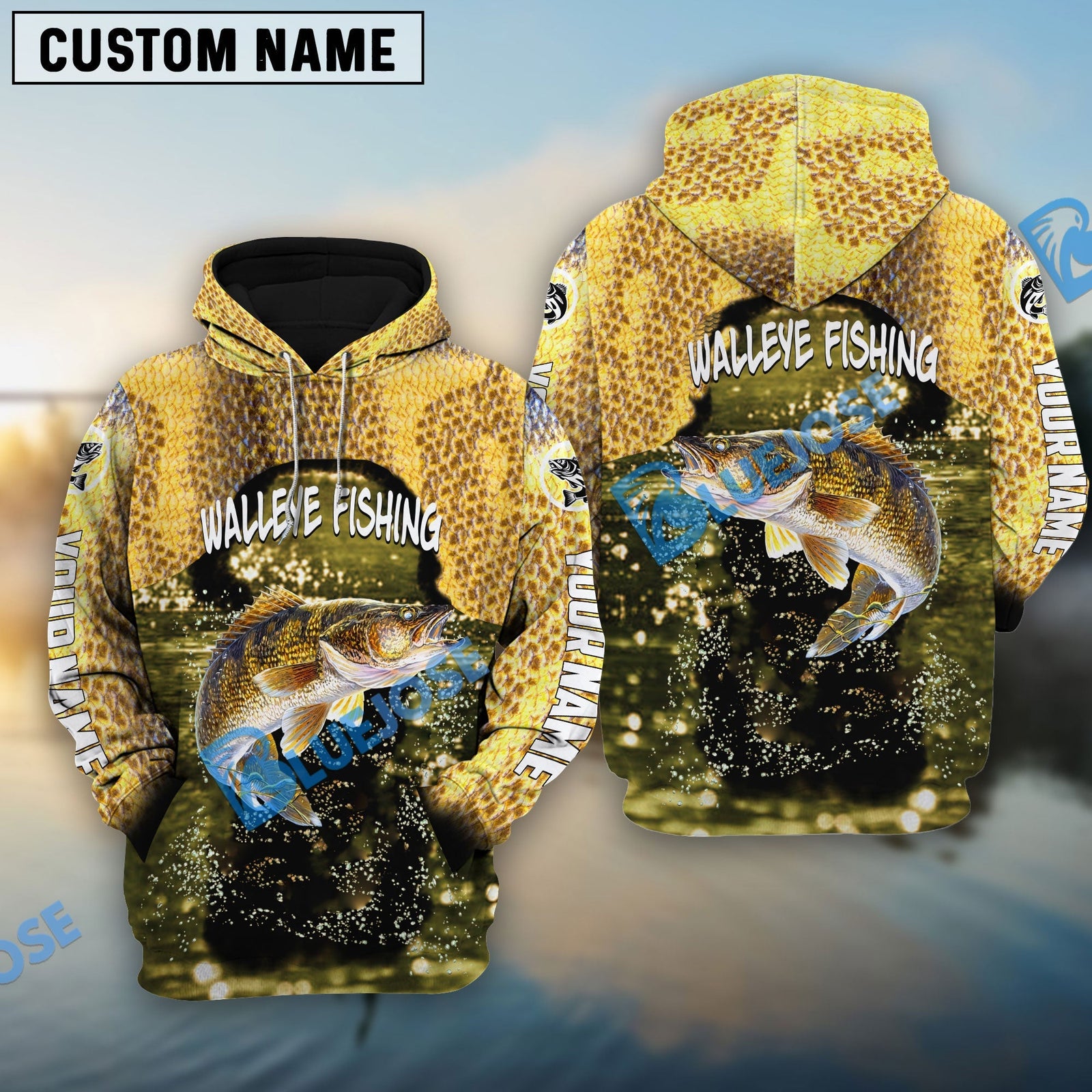 BlueJose Walleye Fishing Skin Custom Long Sleeve Performance Fishing Long Sleeves