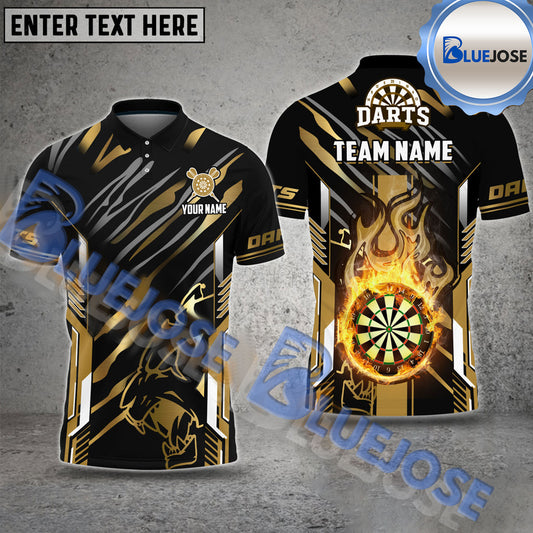 BlueJose Darts Flame Premium Tiger Pattern Personalized Name, Team Name 3D Shirt (4 Colors)