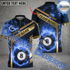BlueJose Billiards Ball 8 Flame Golden Line Premium Personalized Name Shirt (4 Colors)