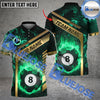 BlueJose Billiards Ball 8 Flame Golden Line Premium Personalized Name Shirt (4 Colors)