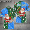 BlueJose Bowling Ball & Pins Merry Christmas Santa Multicolor Option Customized Name 3D Shirt (3 Colors)