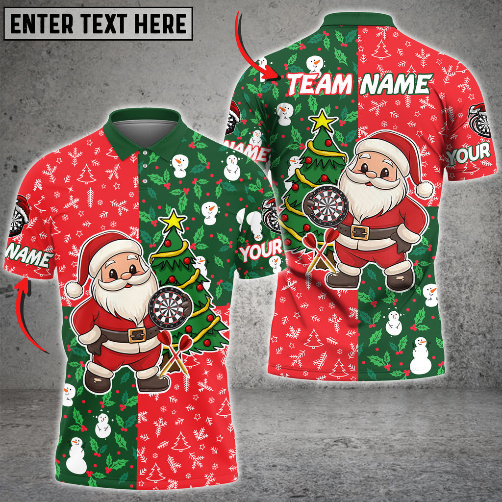 BlueJose Darts Merry Christmas Santa Multicolor Option Customized Name Shirt (3 Colors)