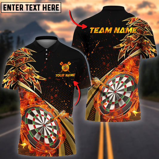 BlueJose Darts Flame Premium Golden Line Personalized Name, Team Name 3D Shirt (4 Colors)