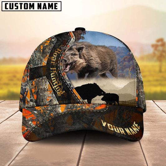 BlueJose Boar Hunting Orange Camouflage Personalized Cap