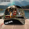 BlueJose Deer Hunting American Flag Pattern Multicolor Personalized Name 3D Cap (4 colors)