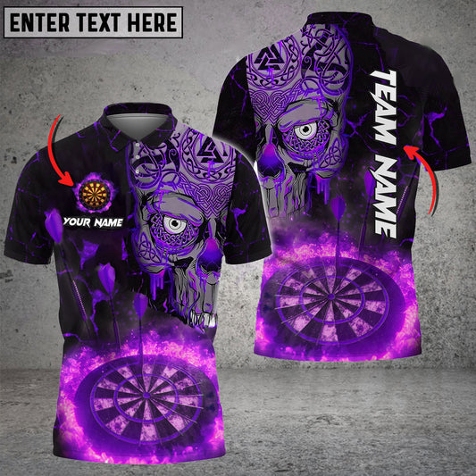 BlueJose Darts Flame Viking Warrior Skull Customized Name Shirt (4 Colors)