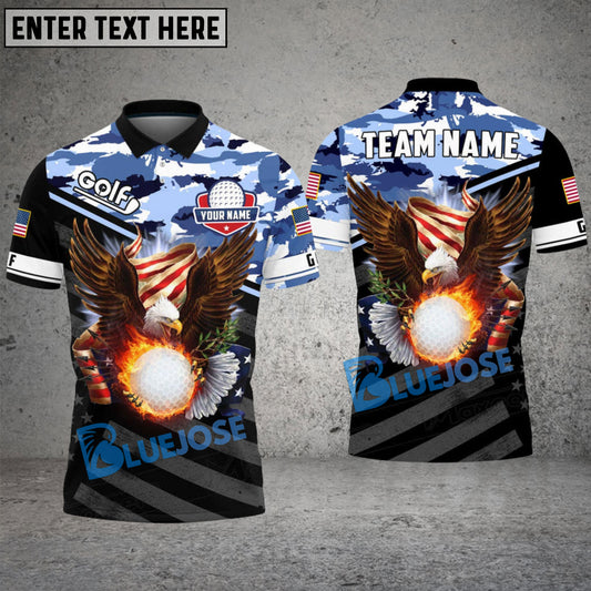 BlueJose Golf Eagle US Veteran Customized Name, Team Name 3D Shirts (4 Colors)