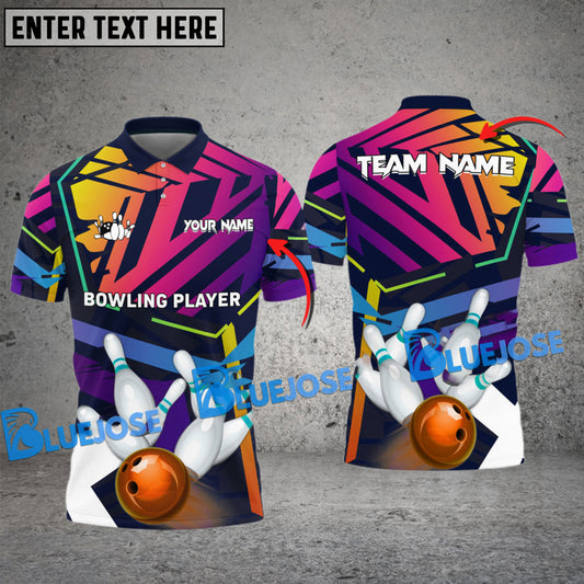 BlueJoses Bowling Colorful Pattern Customized Name, Team Name 3D Shirt