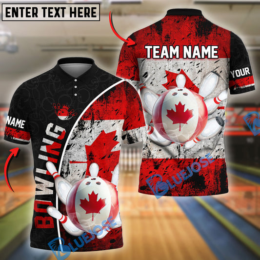 BlueJose Bowling And Pins Patriotic Canadian Flag Customized Name, Team Name 3D Shirt