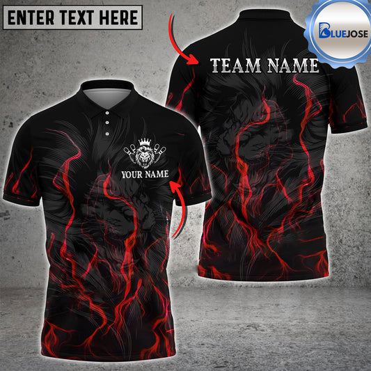 BlueJose Bowling And Pins Lion Flame Pattern Customized Name 3D Shirt (4 Colors)