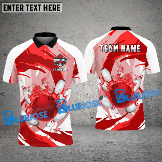 BlueJoses Bowling and Pins Water Pattern Flame Customized Name, Team Name 3D Shirt (4 Colors)