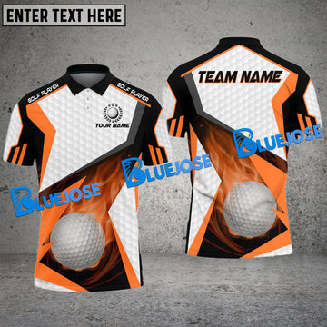 BlueJose Golf Fire Ball Skin Pattern Customized Name, Team Name 3D Shirts (4 Colors)