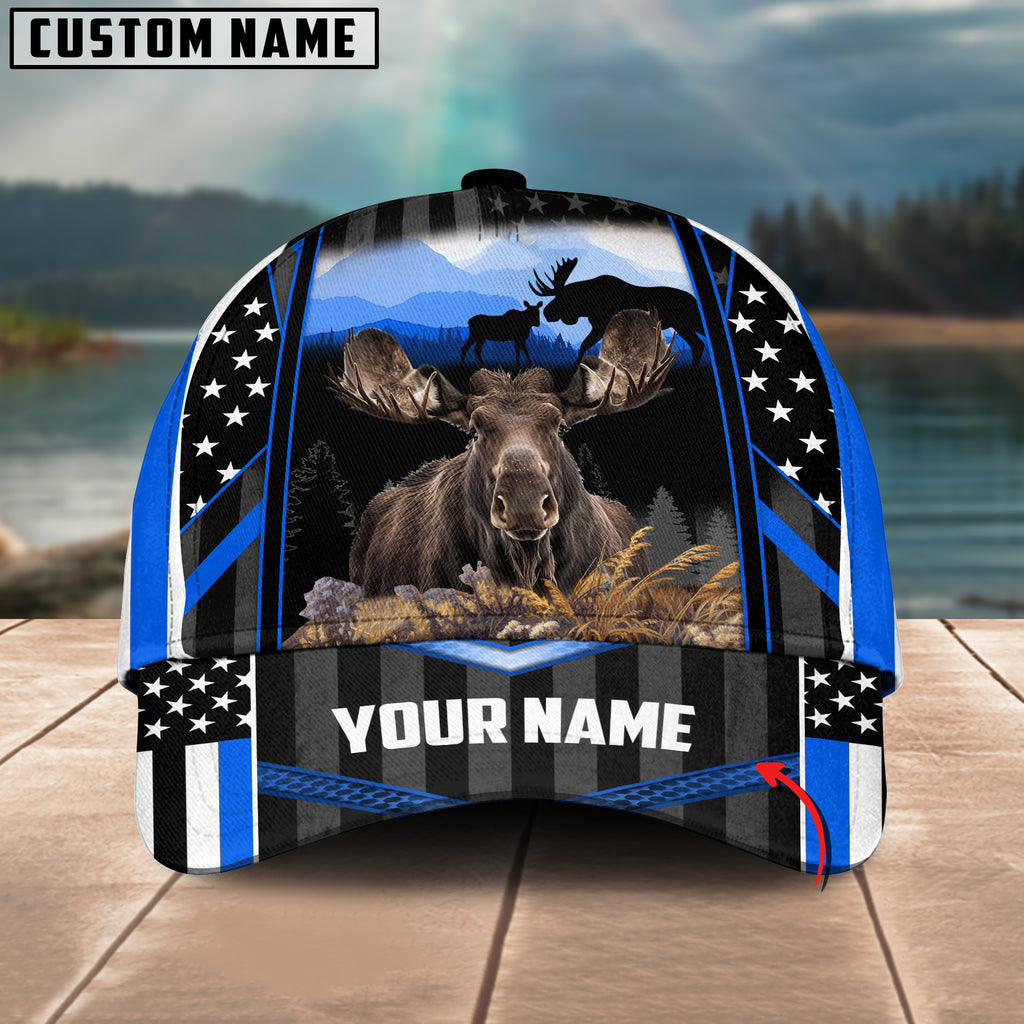 BlueJose Moose Hunting Camo Flag Pattern Multicolor Personalized Cap