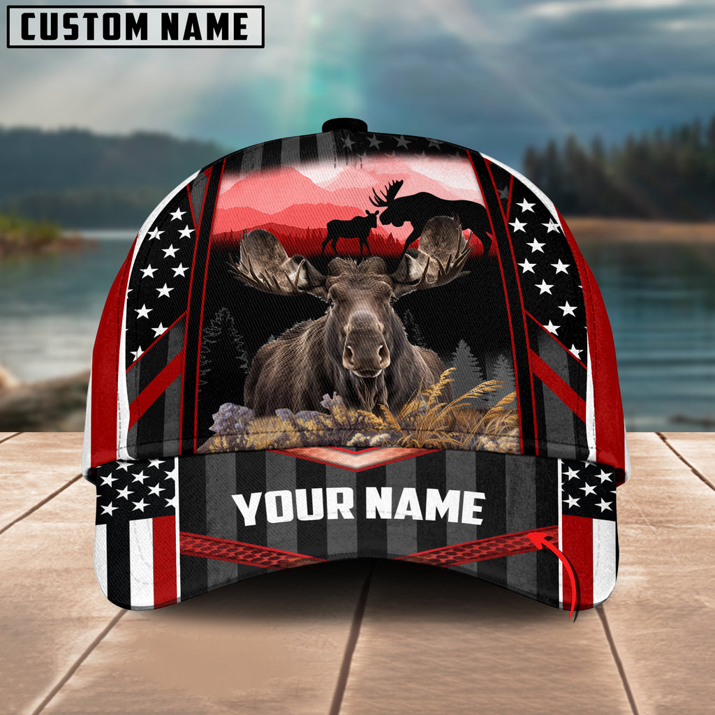 BlueJose Moose Hunting Camo Flag Pattern Multicolor Personalized Cap
