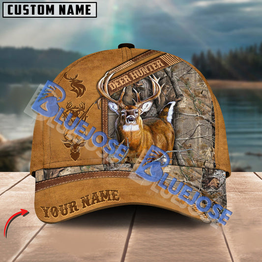 BlueJose Deer Hunting Camouflage Brown Leather Pattern  Multicolor Personalized Cap