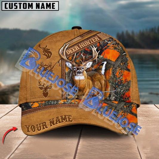 BlueJose Deer Hunting Camouflage Brown Leather Pattern  Multicolor Personalized Cap