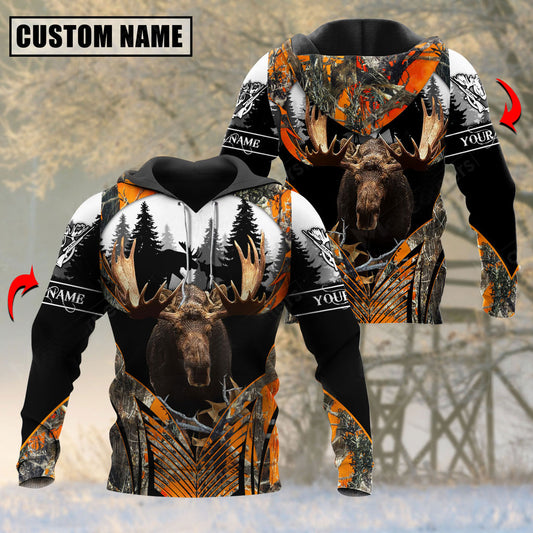 BlueJose Personalized Name Moose Hunting Camouflage Forest Pattern  3D Shirts ( 3 Colors )