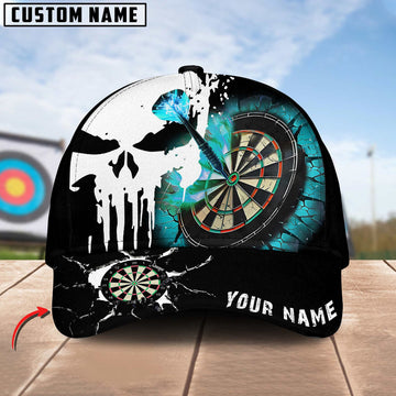 BlueJose Darts Skull Dartboard Pattern Personalized Name Cap (4 Colors)