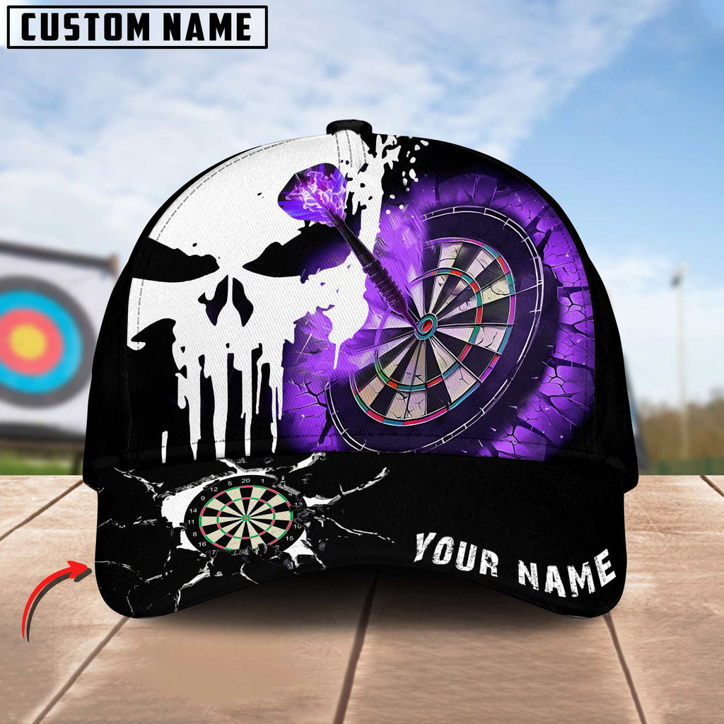 BlueJose Darts Skull Dartboard Pattern Personalized Name Cap (4 Colors)