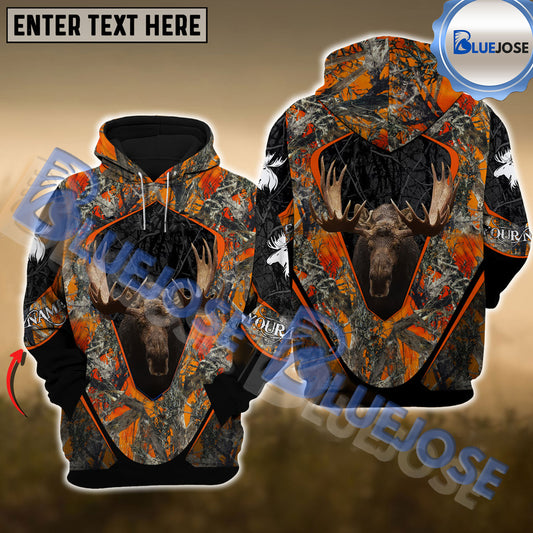 BlueJose Personalized Name Camouflage Moose Hunting 3D Shirts ( 3 Colors )