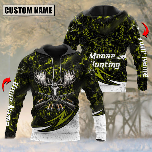 BlueJose Personalized Name Moose Hunting Skull Magma Pattern 3D Shirts ( 3 Colors )