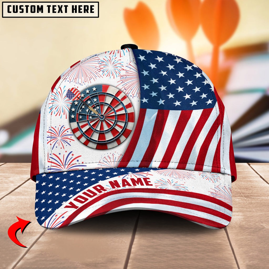 BlueJose Darts Flag Of USA Pattern Personalized Name Cap