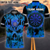 BlueJose Darts Skull Fire Pattern Personalized Name, Team Name Shirt (4 Colors)