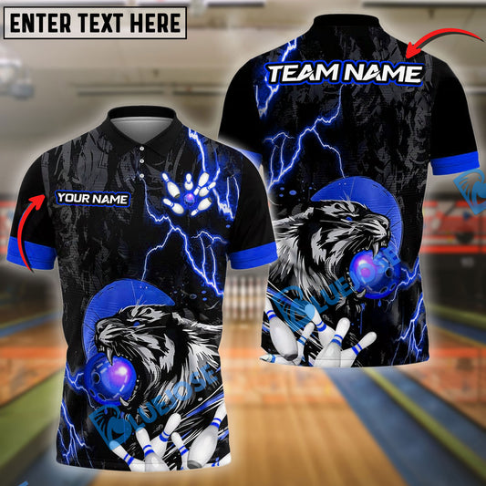 BlueJose Bowling And Pins Thunder Tiger Multicolor Options Personalized Name, Team Name 3D Shirt (4 Colors)