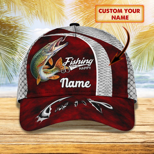 BlueJose Personalized Northern Pike Fishing Red Classic Cap