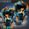 BlueJose Blue Bowling Ball And Pins On Fire Customized Name 3D Shirt, Personalized Shirts For Bowling Players