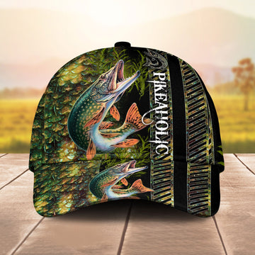 BlueJose Northern Pike Fishing Hook print Cap