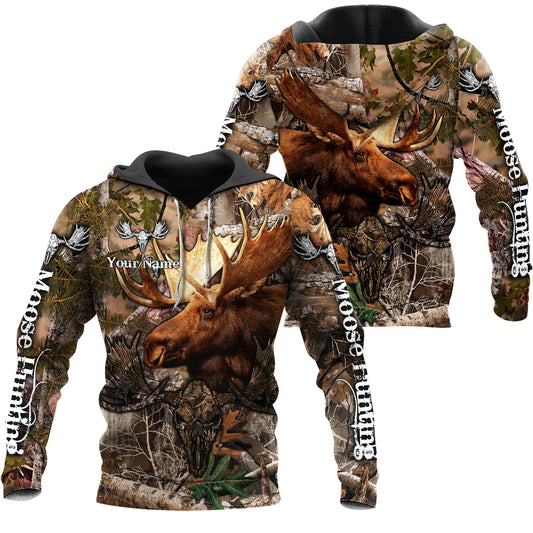 BlueJose Hunting Moose Custom Name 3D Shirts