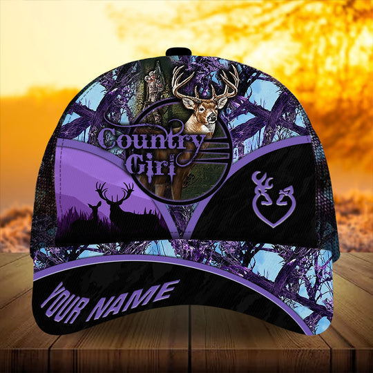 BlueJose Premium Florapunk Country Girl Deer Hunting Trucker Personalized Cap
