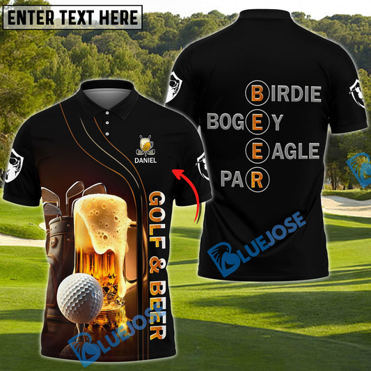 BlueJose Golf And Beer Dad Golf Shirt Custom Name, Team Name 3D Shirts