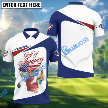 BlueJose Trump Golf Of America Golf Polo Shirt Custom Name, Team Name 3D Shirts