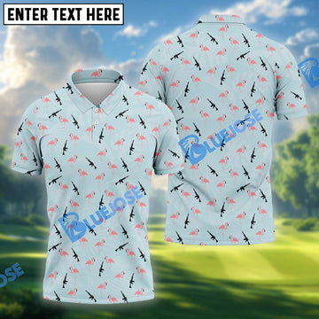 BlueJose Funny Flamingos Golf Polo Shirt Custom Name, Team Name 3D Shirts