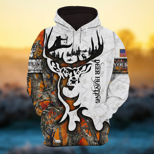 BlueJose Personalized Camo Deer Hunting Hoodies All Over Print Multicolored