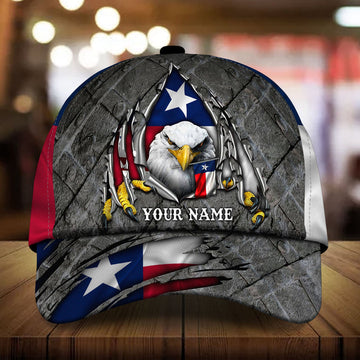 BlueJose Premium Metal Texas Eagle Cap Personalized