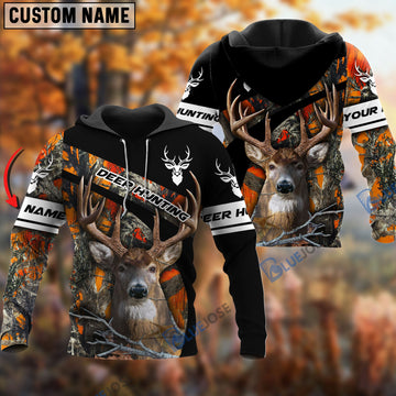 BlueJose Customized Name Deer Hunting Orange 3D Shirt