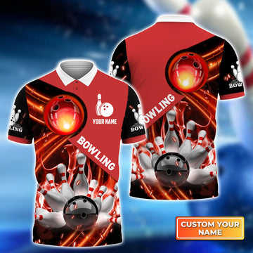 BlueJoses Bowling Ball In Fire Personalized Name Team Name 3D Shirt