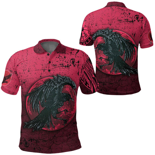 BlueJose VikingStyle Clothing - Raven Blood Moon Polo Shirt