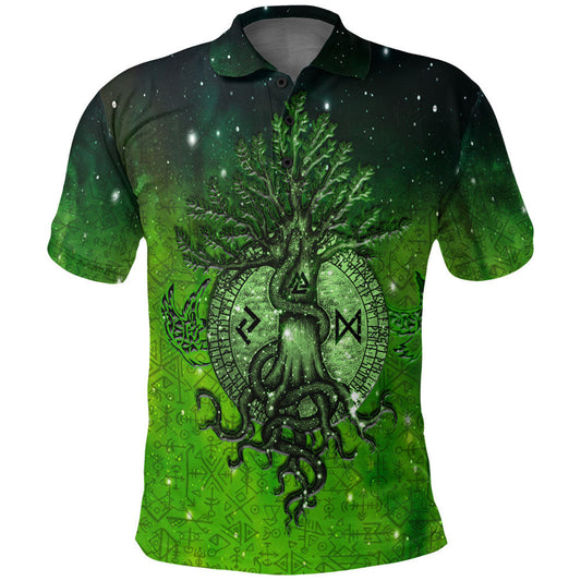 BlueJose VikingStyle Clothing - Viking Yggdrasil Green Polo Shirt