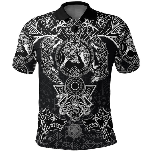 BlueJose Viking Style Polo Shirts - Fenrir and Skoll & Hati