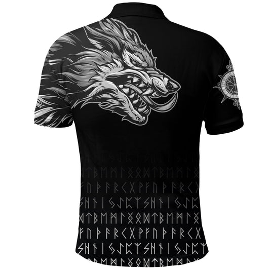 BlueJose Viking Style Polo Shirts Fenrir Wolf Near Shoulder