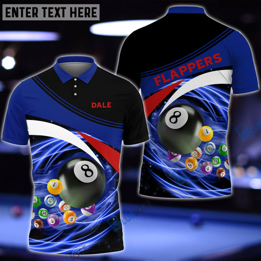 BlueJose Billiards Navy, Red and White Personalized 3D Shirt