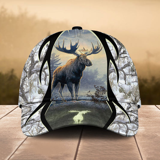 BlueJose Hunting Moose Forest Personalized Cap